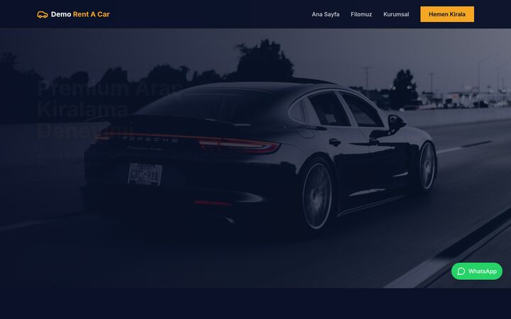 Rent a Car Demo web sitesi ekran görüntüsü